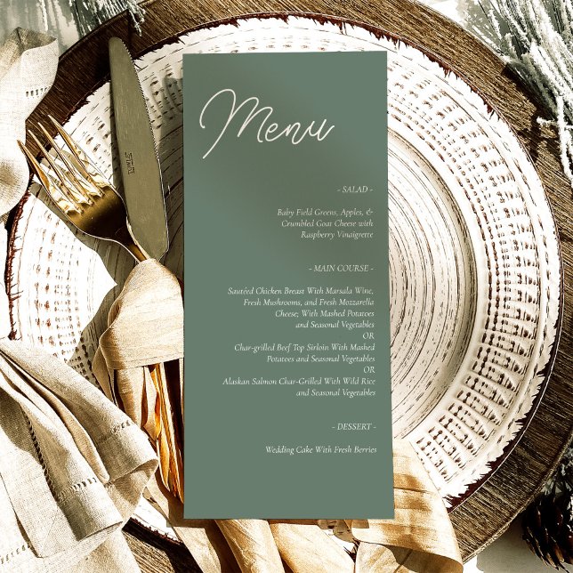 Menu Casamento Minimalista Verde do Moderno Sage (Criador carregado)