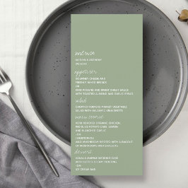 Menu Casamento Minimalista Verde do Script Moderno