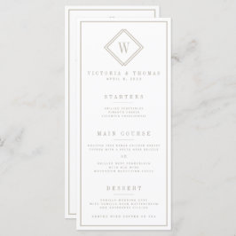 Menu Casamento Mínimo Branco/Beige Duplo Lado