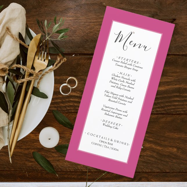 Menu Casamento Mínimo Cor Sólida Fuchsia Magenta Cor Ma (Criador carregado)