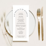 Menu Casamento Mínimo de Arch Moderno<br><div class="desc">Menu moderno mínimo chic para o seu janto de recepção de casamento,  festa de noivado ou ensaio com "Coma Bebida & Seja Casado" em tipografia elegante serif,  o seu menu num quadro de arco elegante e os seus nomes e data de casamento em uma simples tipografia.</div>