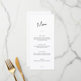 Menu Casamento Mínimo de Negra e Escrita Branca Moderno