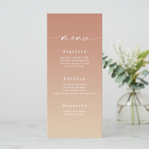 Menu Casamento Mínimo de Ombre Amarelo Dourado e Terra