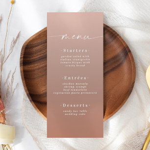 Menu Casamento Mínimo de Ombre Terracotta & Blush Pink