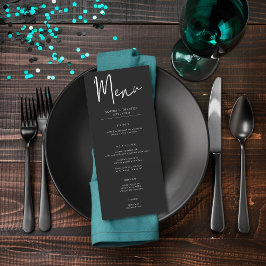 Menu Casamento Mínimo de Teal Mal Escuro