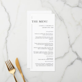 Menu Casamento Mínimo Elegante de Preto e Branco