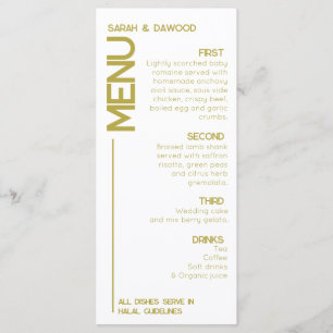 Menu Casamento Mínimo Elegante Muçulmano Branca