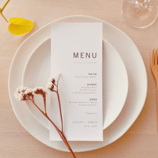 Menu Casamento Mínimo Moderno Branco e Dourado