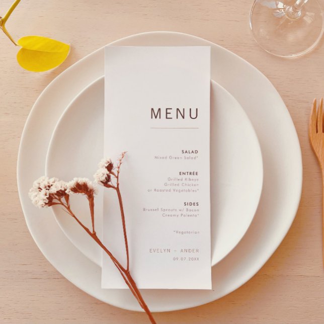 Menu Casamento Mínimo Moderno Branco e Dourado (Criador carregado)