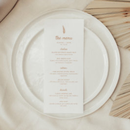 Menu Casamento Mínimo Moderno de Folha Branca e Beige