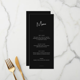 Menu Casamento Mínimo Moderno de Script Preto