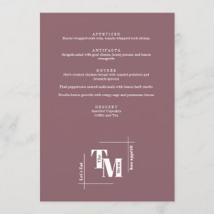 Menu Casamento Mínimo Roxo Púrpura Moderno - Chic Obrig