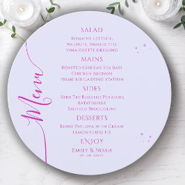 Menu Casamento Místico Lavanda Cor-de-rosa Solar