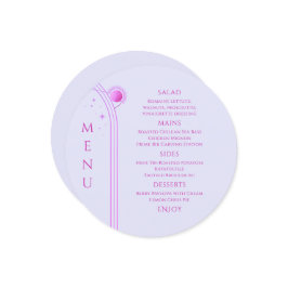 Menu Casamento Místico Lavanda Cor-de-rosa Solar