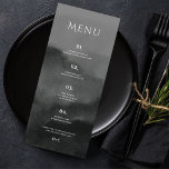 Menu Casamento Misty Mountain Black Watercolor<br><div class="desc">Apresentando a coleção de convites "Bradford", o epítome da design simples, mínima e elegante. Seu dia especial não merece nada além do melhor, e nossa coleção é feita com um toque de luxo que deixará uma impressão duradoura sobre seus convidados. O Suite de Estoque de Convite para Casamentos "Misty Mountain"...</div>