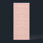 Menu Casamento Moderno Bailee Peach<br><div class="desc">Menu de casamento elegante com um layout simples e mínimo com "O Menu" em uma tipografia de script contemporânea. Um design clássico com um toque moderno.</div>