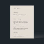 Menu Casamento Moderno Bege Elegante<br><div class="desc">Cardápio de casamento moderno com um design simples,  porém elegante.</div>