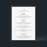 Menu Casamento Moderno Branco e Negro de Trisha<br><div class="desc">Menus modernos de casamento com um design limpo com fontes serif e script.</div>