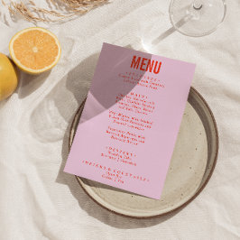 Menu Casamento Moderno Bright Colorful Retro Bold Funky