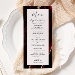 Menu Casamento Moderno Burgundy Dourado Ágata Blush