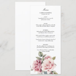 Menu Casamento Moderno Chic Elegante Romântico Rosa