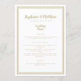 Menu Casamento Moderno Clássico Simples Dourado Elegant