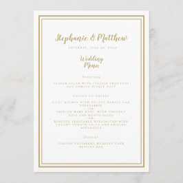 Menu Casamento Moderno Clássico Simples Dourado Elegant