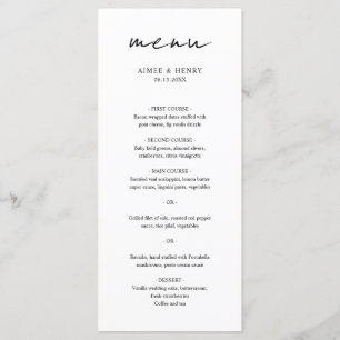 Menu Casamento Moderno com Letra Rústica