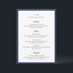 Menu Casamento Moderno com Monograma Azul Naval Elegant<br><div class="desc">Cardápios de casamento modernos com design limpo e fontes serif e script.</div>