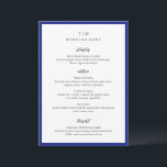 Menu Casamento Moderno com Monograma Azul Real Elegante<br><div class="desc">Cardápios de casamento modernos com design limpo e fontes serif e script.</div>