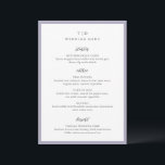 Menu Casamento moderno com monograma lilás elegante<br><div class="desc">Cardápios de casamento modernos com design limpo e fontes serif e script.</div>