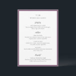 Menu Casamento Moderno com Monograma Roxo Elegante<br><div class="desc">Cardápios de casamento modernos com design limpo e fontes serif e script.</div>