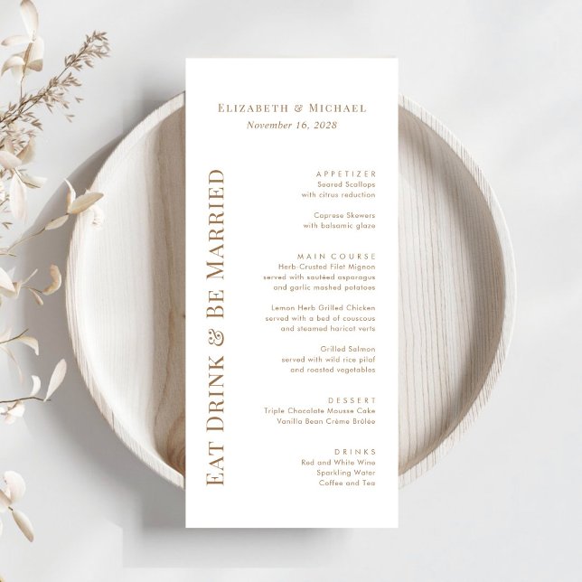 Menu Casamento Moderno Comer Beber Casar Dourado (Criador carregado)