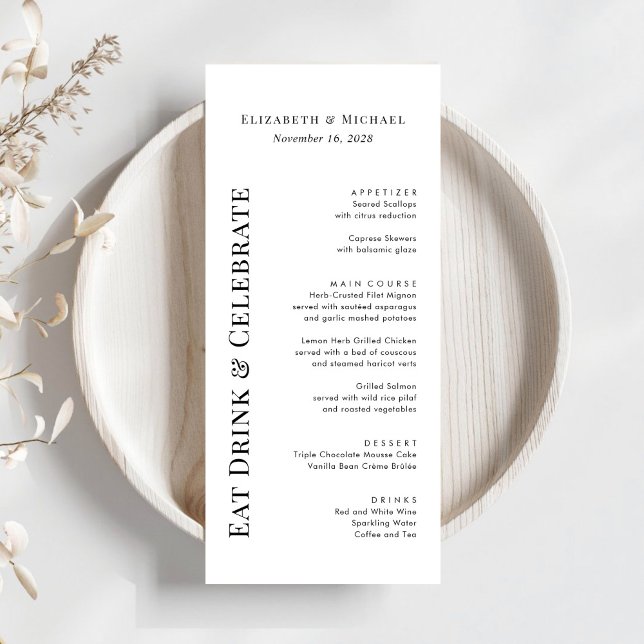 Menu Casamento Moderno Comer Beber Celebrar (Criador carregado)