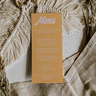 Menu Casamento moderno cor de pêssego colorido e funky