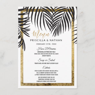 Menu Casamento moderno da beira Dourado preta das