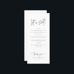 Menu Casamento Moderno da Caligrafia Imísica Eat de vam<br><div class="desc">Onde Sonhos Encontram Elegância Elevem seu dia especial com nosso encantador conjunto de papelaria, meticulosamente preparado para infundir seu casamento com elegância e graça. De delicados convites a cartões de lugar refinados, esta coleção é uma sinfonia de intrincada caligrafia e design de eterno. Crie uma celebração que é exclusivamente sua,...</div>