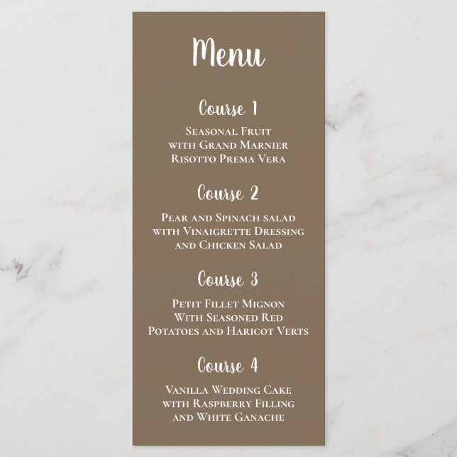 Menu Casamento Moderno da Caligrafia Simples Rustic Bro (Frente)