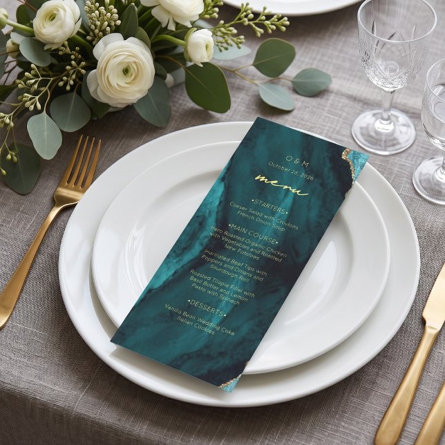 Menu Casamento Moderno de Ágata Turquesa (Criador carregado)