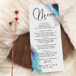 Menu Casamento Moderno de Aqua Watercolor Vermelho Roxo<br><div class="desc">Esta suíte de casamento tem um sotaque de cor d'água ousado e abstrato. As cores de tinta que usei são uma gama de tons vermelhos, roxos, turquesas, aqua e lacas. O cabeçalho "Menu" foi criado usando uma fonte de script linda. Use os campos modelo para adicionar facilmente seus próprios detalhes....</div>
