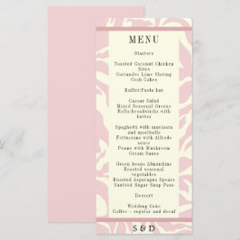 Menu Casamento moderno de arte Matisse, rosa e branco