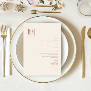Menu Casamento Moderno de Creme Minimalista Simples