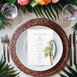 Menu Casamento Moderno de Palmeiras Tropicais<br><div class="desc">Elevem sua celebração de casamento com nosso belo cardápio de casamento Tropical Palm Trees Moderno. Essa design espetacular mostra um grupo de palmeiras verde-esbranquiçadas e marrons, criando uma atmosfera cativa e tropical. Ideal para casamentos de praia ou destino, esse cardápio captura sem esforço a essência de um casamento de fuga...</div>