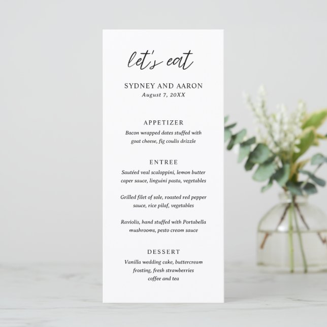 Menu Casamento Moderno de Sydney (Em pé/Frente)
