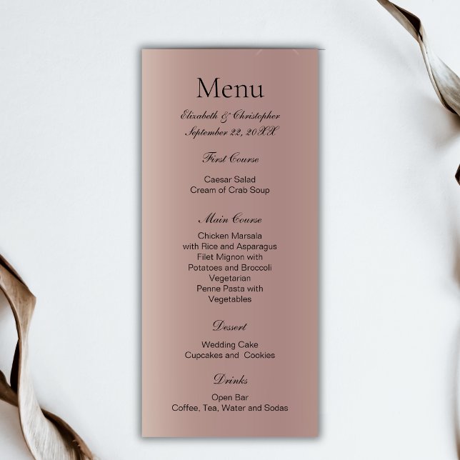 Menu Casamento Moderno de Tendy Rosa Dourada rosa (Rose Gold Pink Trendy Modern Wedding Menu)
