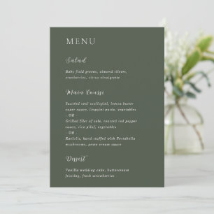 Menu Casamento Moderno de Verde Oliva Elegante