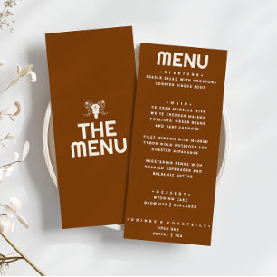 Menu Casamento Moderno do Bull Laranja Burnt Ocidental