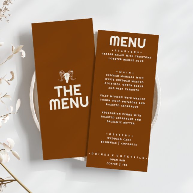 Menu Casamento Moderno do Bull Laranja Burnt Ocidental (Criador carregado)