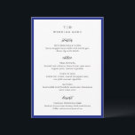 Menu Casamento Moderno do Monograma Azul Real Elegante<br><div class="desc">Menus modernos de casamento com um design limpo com fontes serif e script.</div>