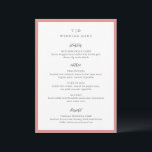 Menu Casamento Moderno do Monograma Rosa Coral Elegante<br><div class="desc">Menus modernos de casamento com um design limpo com fontes serif e script.</div>